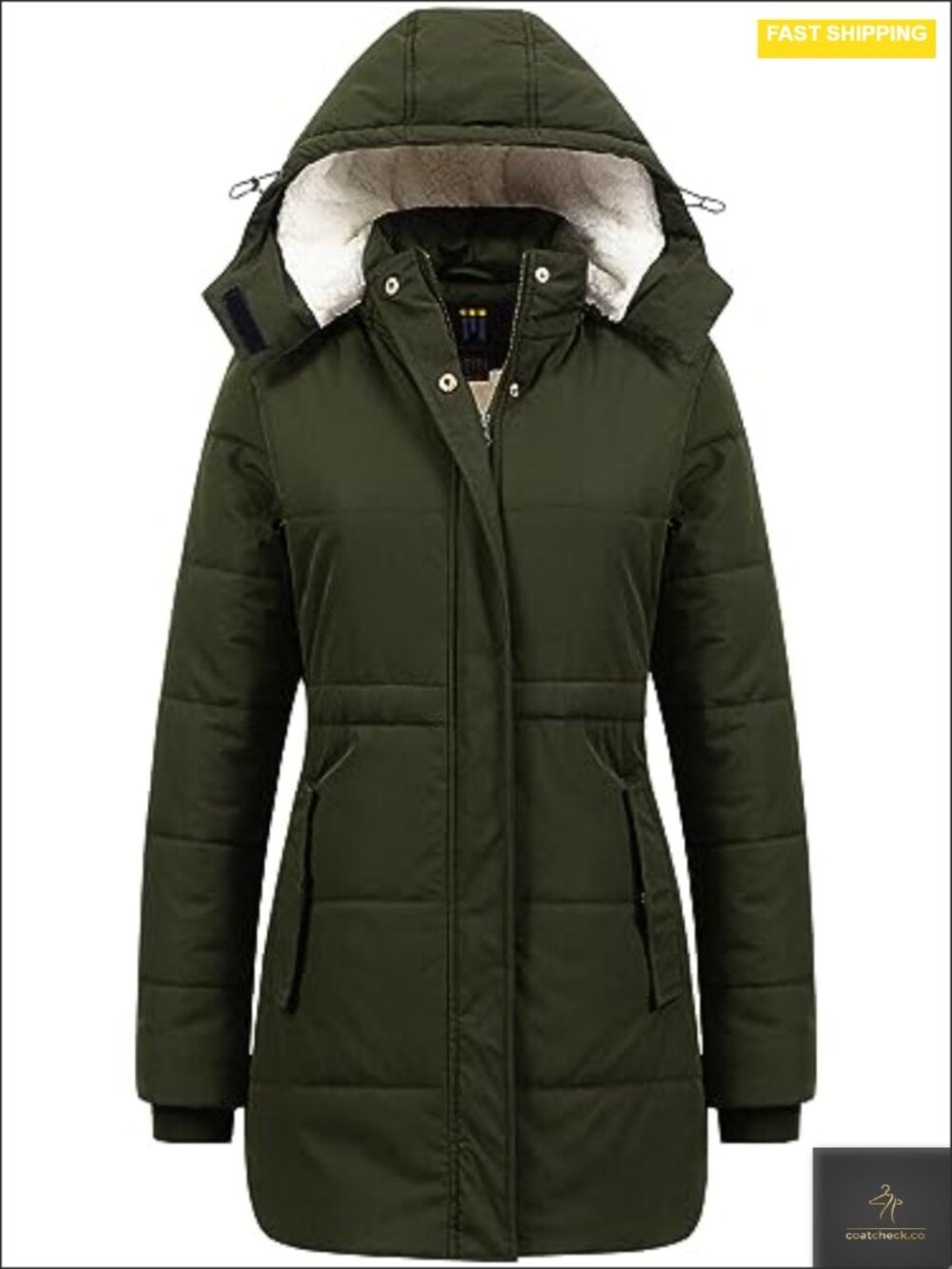 Women's Thicken Sherpa Winter Coat Puffy Warm Snow Jacket Removable Hood